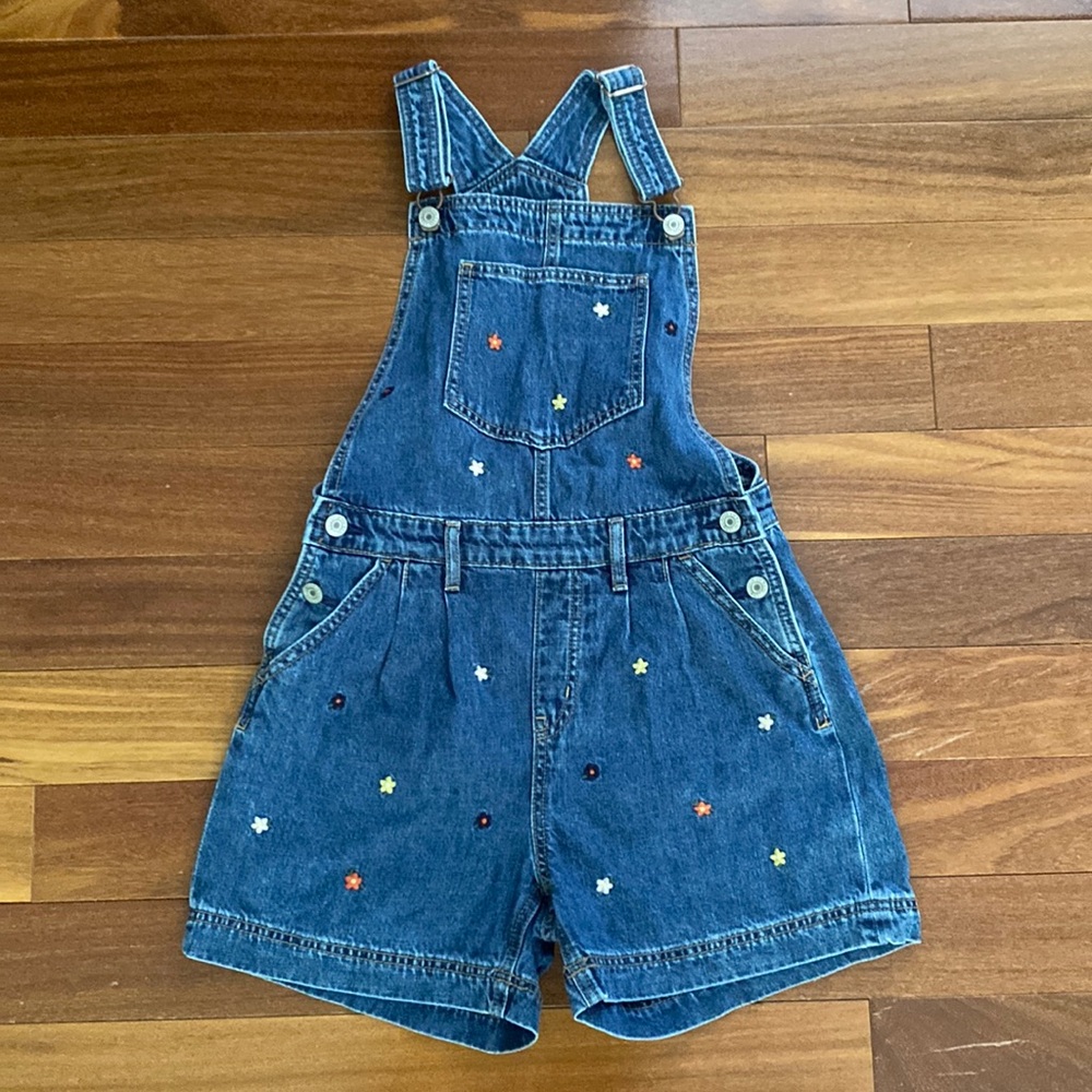 Gap Kids Girls Size XL Embroidered Denim Overalls